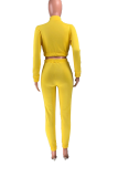 Yellow Sportswear Print Patchwork O Neck Long Sleeve Two Pieces