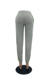 Grey Casual Solid Patchwork Harlan Mid Waist Harlan Solid Color Bottoms