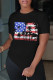 Black Fashion Casual Print Basic O Neck T-Shirts