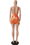 Orange Sexy Print Split Joint Swimwears