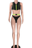 Red Sexy Solid Hollowed Out Patchwork Zipper Swimwears