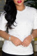 White Fashion Casual Solid Beading O Neck T-Shirts