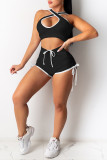Red Sexy Casual Solid Hollowed Out V Neck Sleeveless Two Pieces