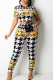 Black Casual Print Patchwork O Neck Short Sleeve Two Pieces