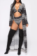 Black Sexy Print Hollowed Out Patchwork Swimwears