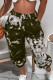 Ink Green Casual Print Patchwork Straight High Waist Straight Positioning Print Bottoms