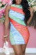 Multicolor Sexy Casual Print Basic O Neck Sleeveless Dress