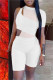 White Fashion Sexy Solid Hollowed Out See-through O Neck Short Sleeve Two Pieces