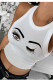 Cream White Fashion Casual Print Vests O Neck Tops