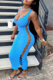 White Sexy Hollowed Out U Neck Pencil Skirt Dresses