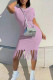 Pink Fashion Casual Solid Tassel O Neck Short Sleeve Dress