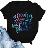 Black Casual Print Patchwork O Neck T-Shirts