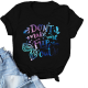Black Casual Print Patchwork O Neck T-Shirts