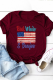 Burgundy Casual Print Patchwork O Neck T-Shirts