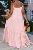 Pink Sexy Casual Solid Backless Spaghetti Strap Sleeveless Dress