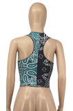 Green Sexy Casual Patchwork Print Bandage Hollowed Out Tops