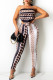 Light Coffee Fashion Sexy Print Bandage Backless Strapless Sleeveless Two Pieces