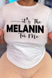 White Fashion Casual Letter Print Basic O Neck T-Shirts