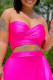 Pink Fashion Sexy Solid Bandage Backless Tops