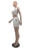 Pink Sexy Solid Flounce V Neck Sleeveless Two Pieces