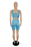 Orange Fashion Casual Solid Vests U Neck Sleeveless Two Pieces