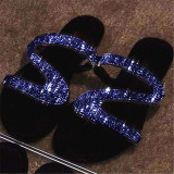Blue Fashion Sexy Split Joint Hot Drill Slippers