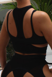 White Sexy Solid Hollowed Out Patchwork O Neck Tops