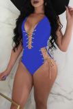 Red Sexy Solid Hollowed Out Swimwears