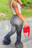 White Fashion Casual Dot Print Vests Pants U Neck Sleeveless Two Pieces