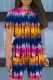 Rose Red Casual Print Patchwork O Neck Short Sleeve Two Pieces