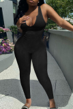Red Sexy Solid Patchwork U Neck Skinny Jumpsuits