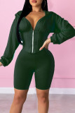 Pink Casual Solid Patchwork Hooded Collar Long Sleeve Two Pieces