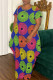 Colour Casual Print Patchwork O Neck Short Sleeve Dress Dresses