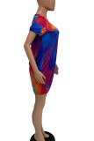 Leopard Print Casual Print Patchwork O Neck Straight Dresses