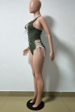 Red Sexy Solid Hollowed Out Swimwears