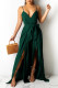 Green Fashion Sexy Solid Backless Slit Spaghetti Strap Regular Jumpsuits