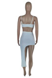 Pink Fashion Sexy Solid Asymmetrical Spaghetti Strap Sleeveless Two Pieces