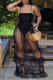 Black Sexy Solid Flounce Mesh Swimwears