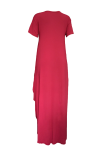 Blue Casual Solid Patchwork O Neck Irregular Dress Dresses