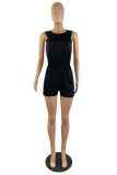 Red Fashion Casual Solid Basic O Neck Regular Romper