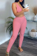Pink Sportswear Solid Patchwork V Neck Sleeveless Two Pieces