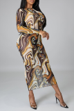 Leopard Print Casual Print Split Joint Pencil Skirt Dresses