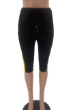 Grey Fashion Casual Striped Patchwork Regular Mid Waist Pants