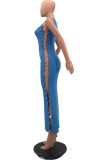White Fashion Sexy Solid Hollowed Out U Neck Vest Dress