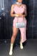Pink Fashion Sexy Solid Asymmetrical Spaghetti Strap Sleeveless Two Pieces