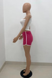 White Casual Sportswear Solid Backless Spaghetti Strap Sleeveless Two Pieces
