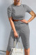Grey Fashion Casual Solid Fold O Neck Short Sleeve Two Pieces
