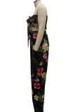 White Sexy Print Patchwork Strapless Sleeveless Two Pieces