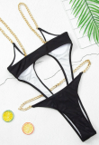 White Sexy Solid Patchwork Chains Swimwears