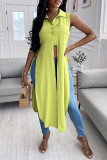 Olive Green Sexy Casual Solid Patchwork Turndown Collar Tops
